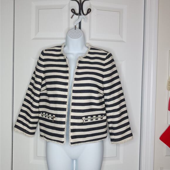 Metaphor Raw Hem Lined Striped Blazer Jacket-RARE FIND NWOT - Picture 2 of 7